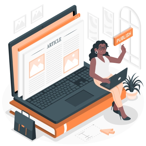 Professional content writing and publishing illustration